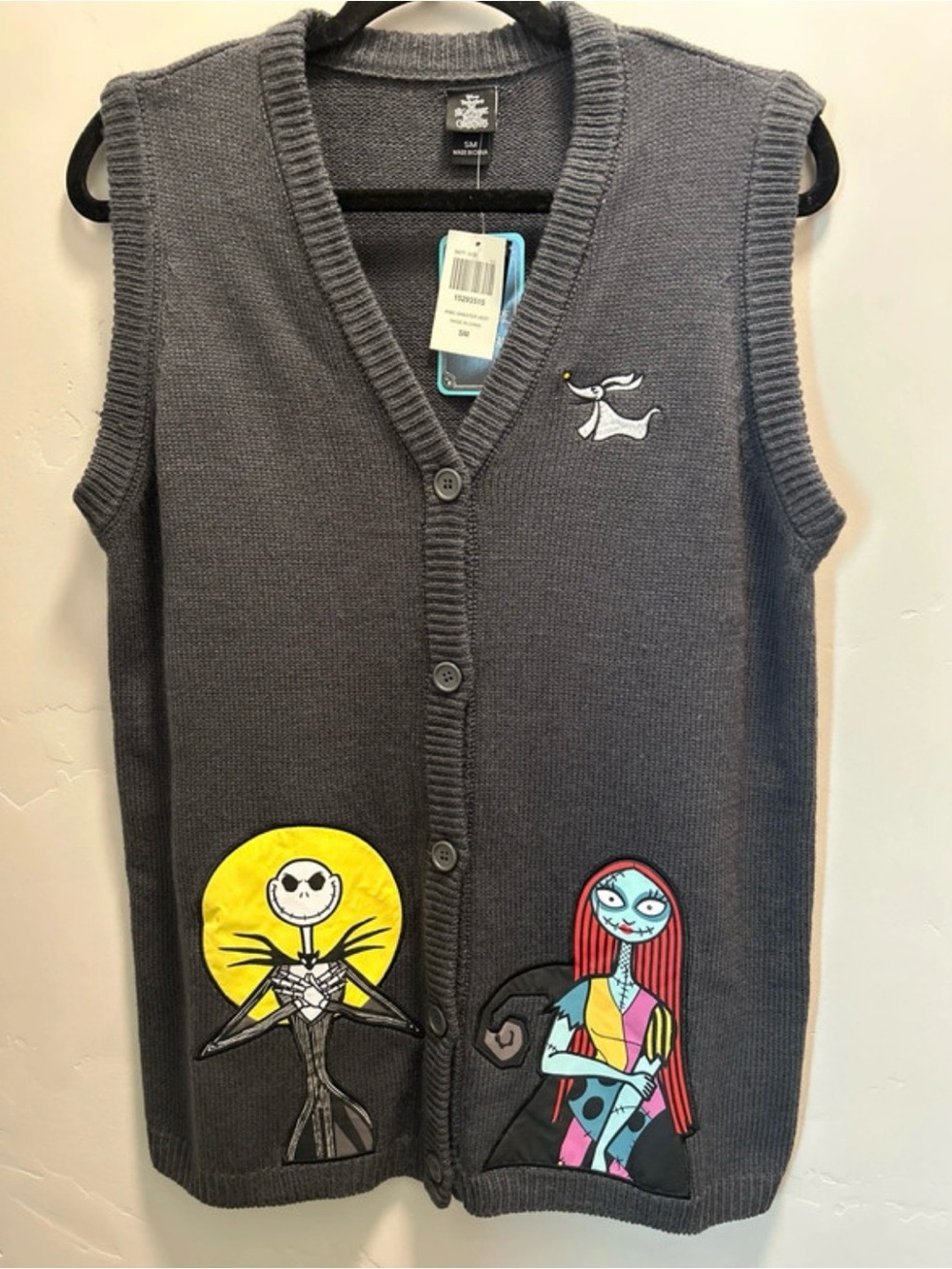 Disney Gray The Nightmare Before Christmas Sleeveless Cardigan Vest